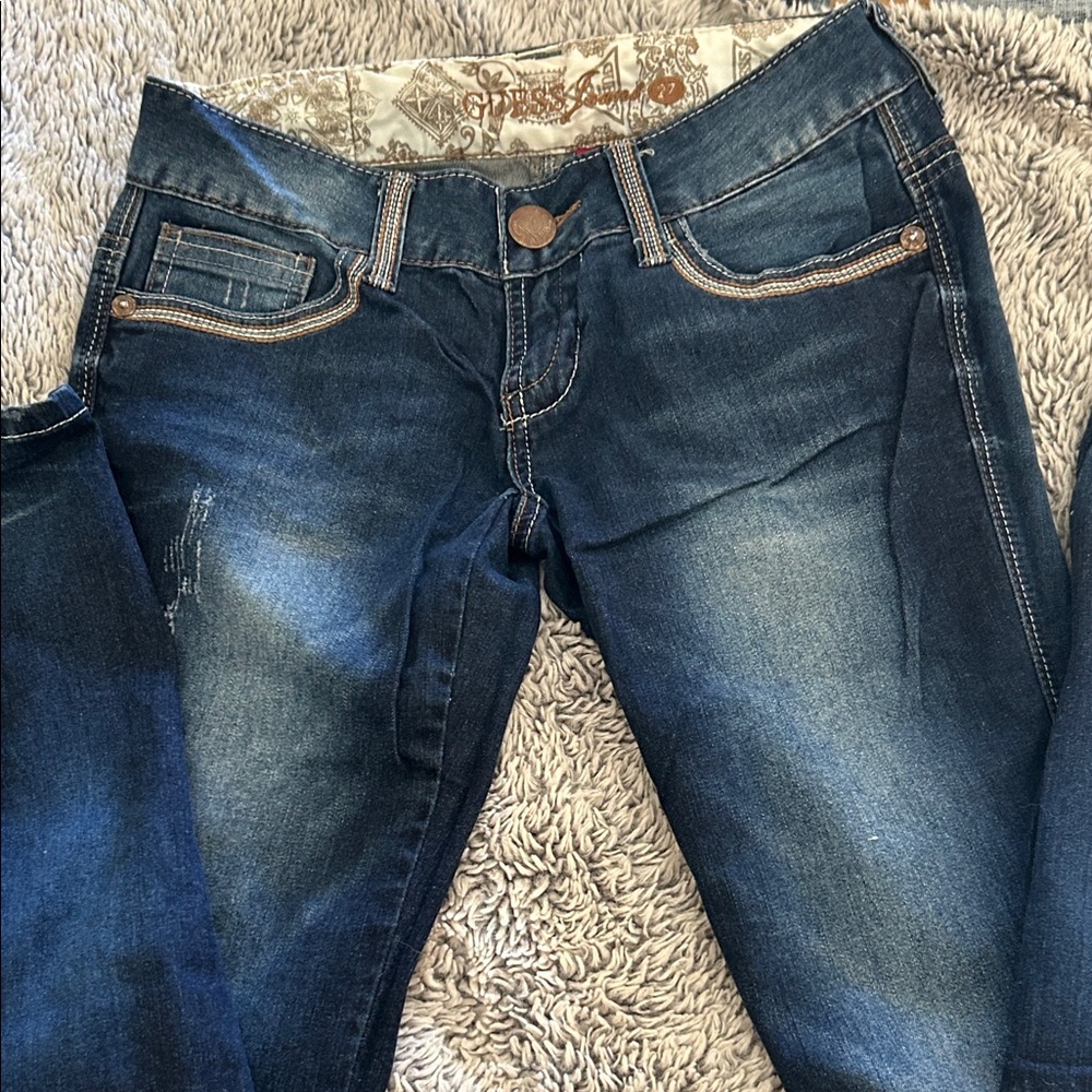 Guess Women's Dark Indigo Skinny Jeans with Fading